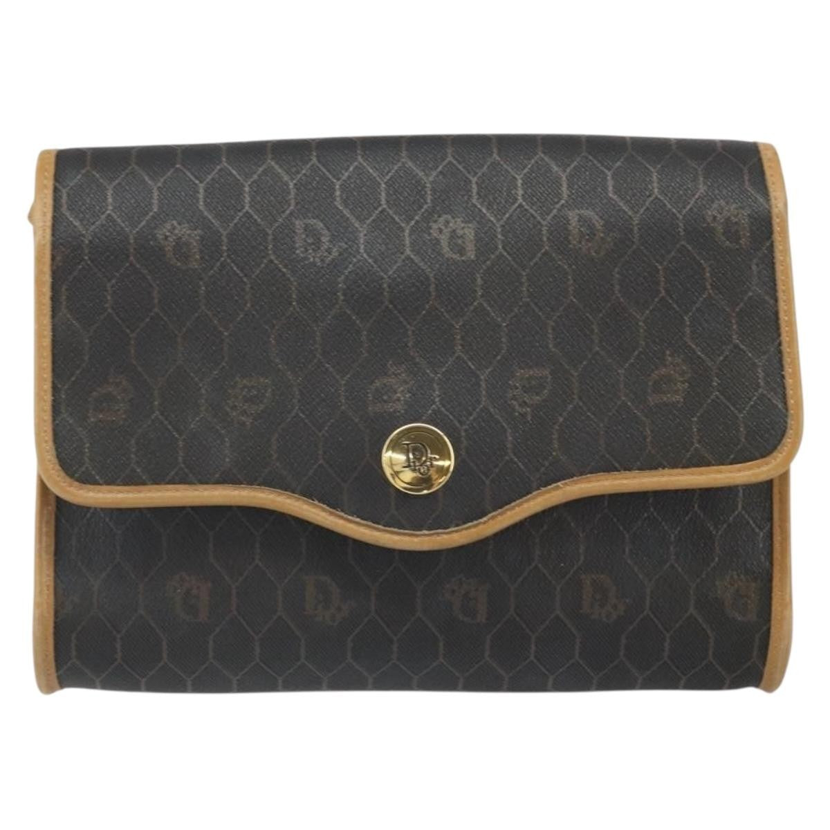 Christian Dior Vintage Honeycomb Shoulder Bag Canvas Black Canvas Shoulder Bag Bag (Pre-Owned)