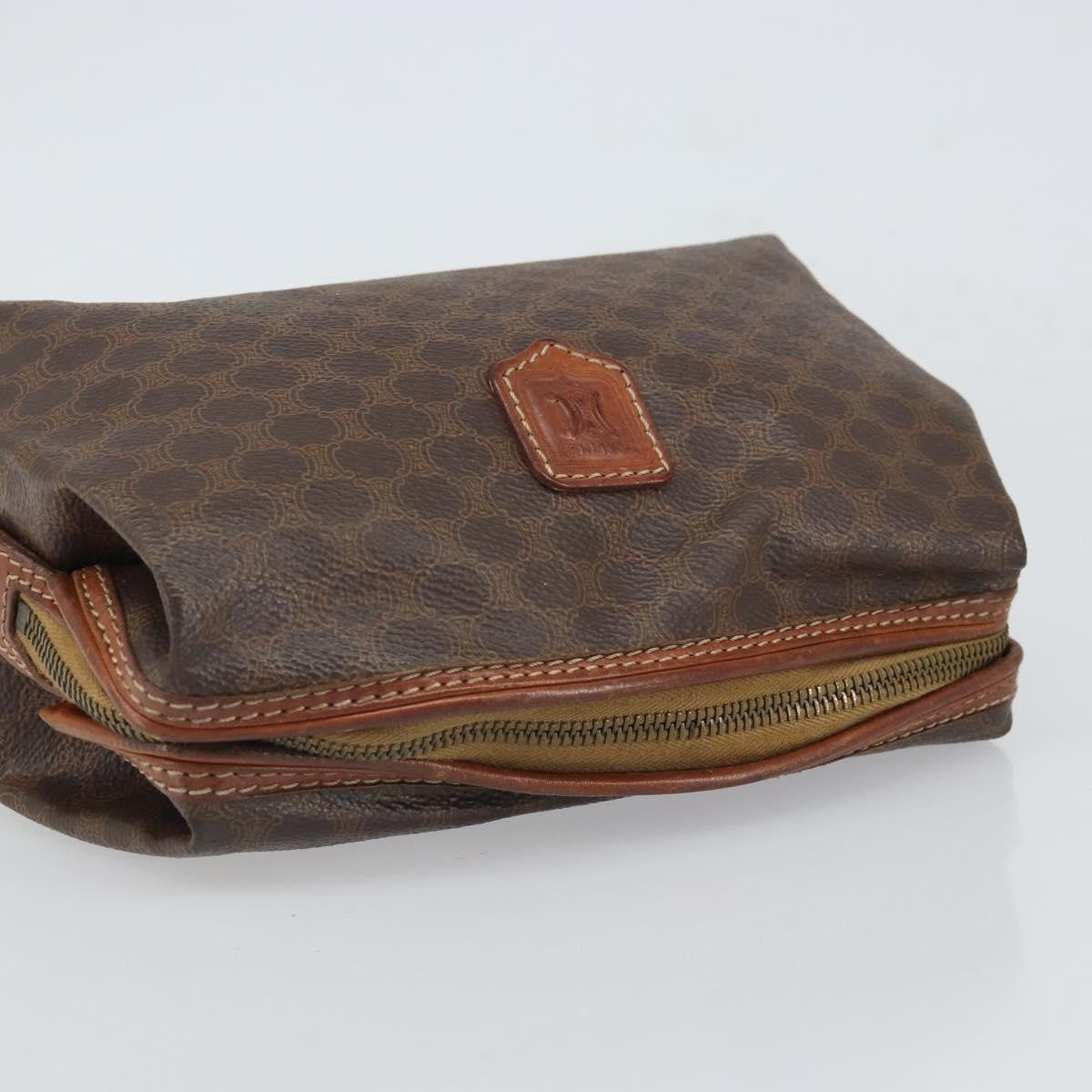 Celine Macadam Pochette Canvas And Leather Brown Canvas Clutche & Pouche Bag