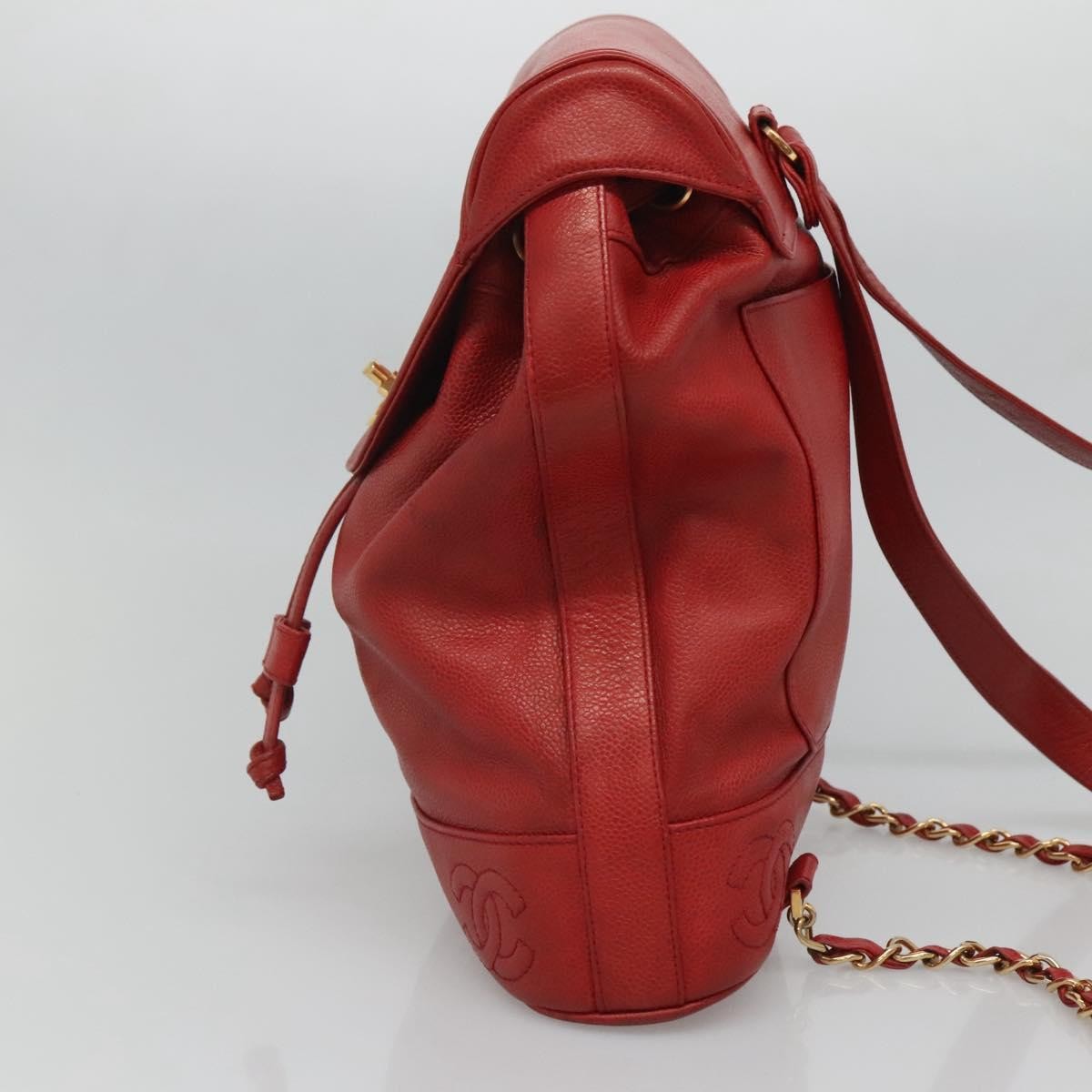 Chanel Vintage Backpack Caviar Red Leather Backpack Bag