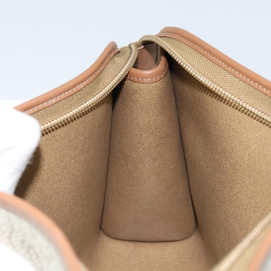 Christian Dior Vintage Honeycomb Zip Pouch Canvas And Leather Beige Canvas Clutche & Pouche Bag (Pre-Owned)