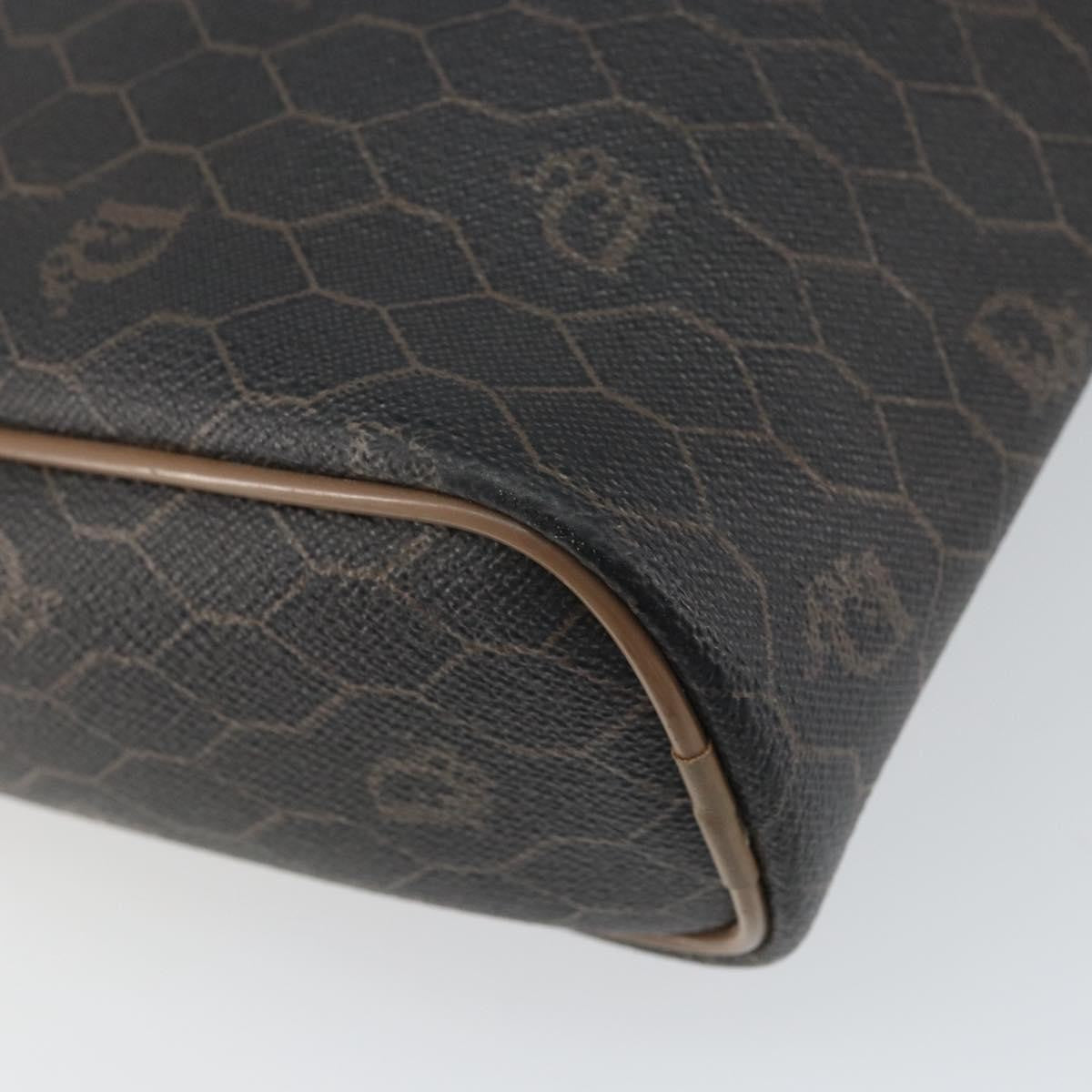 Christian Dior Vintage Honeycomb Zip Pouch Canvas And Leather Black Canvas Clutche & Pouche Bag (Pre-Owned)