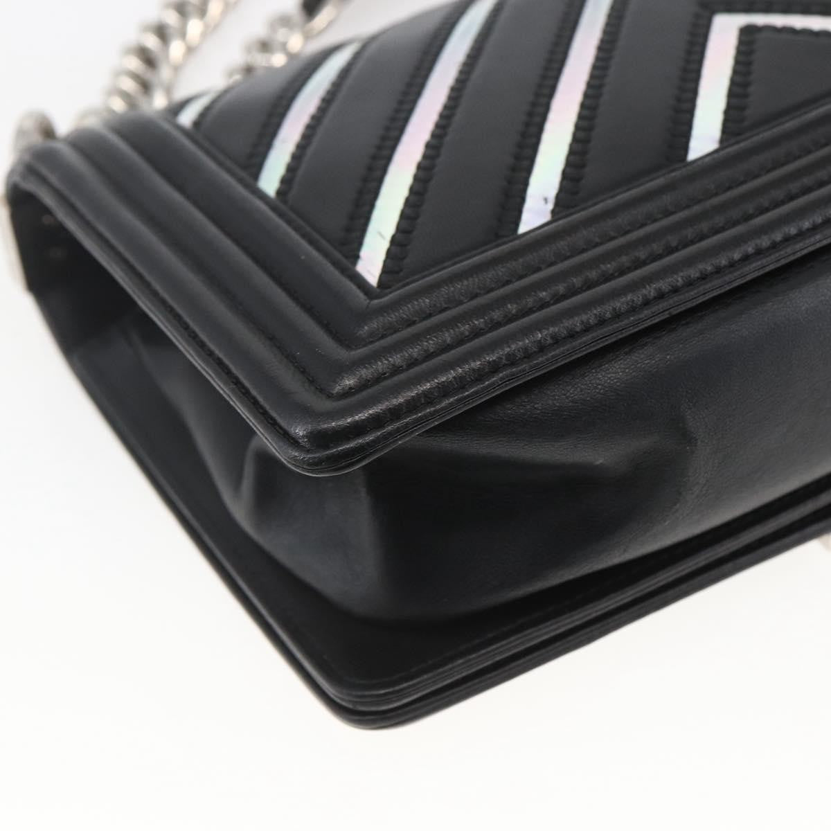Chanel Boy Flap Bag Chevron Lambskin With Holographic Pvc Black Leather Shoulder Bag Bag