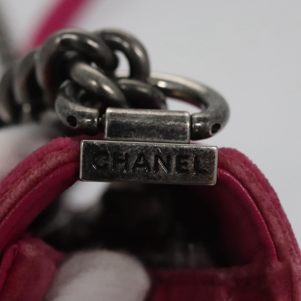 Chanel Boy Flap Bag Quilted Velvet Pink Velvet Shoulder Bag Bag