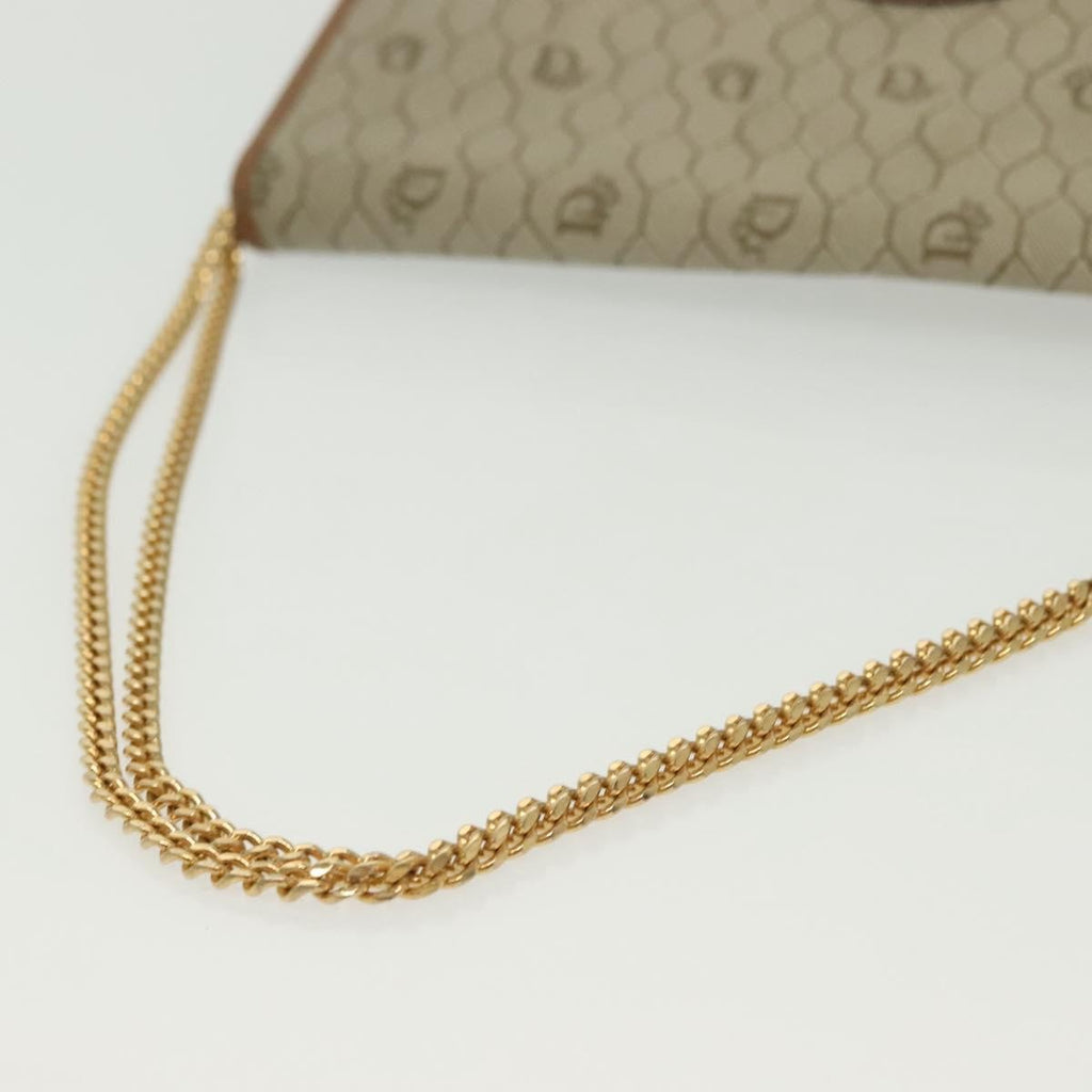 Christian Dior Vintage Honeycomb Chain Canvas Beige Canvas Bag (Pre-Owned)