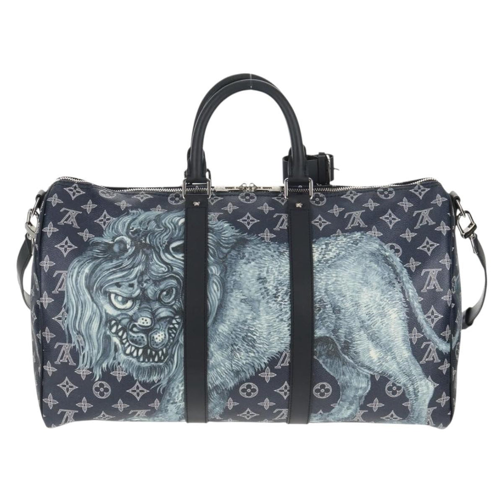 Louis Vuitton Keepall Bandouliere Bag Limited Edition Chapman Savane Monogram Canvas Navy Canvas Travel Bag