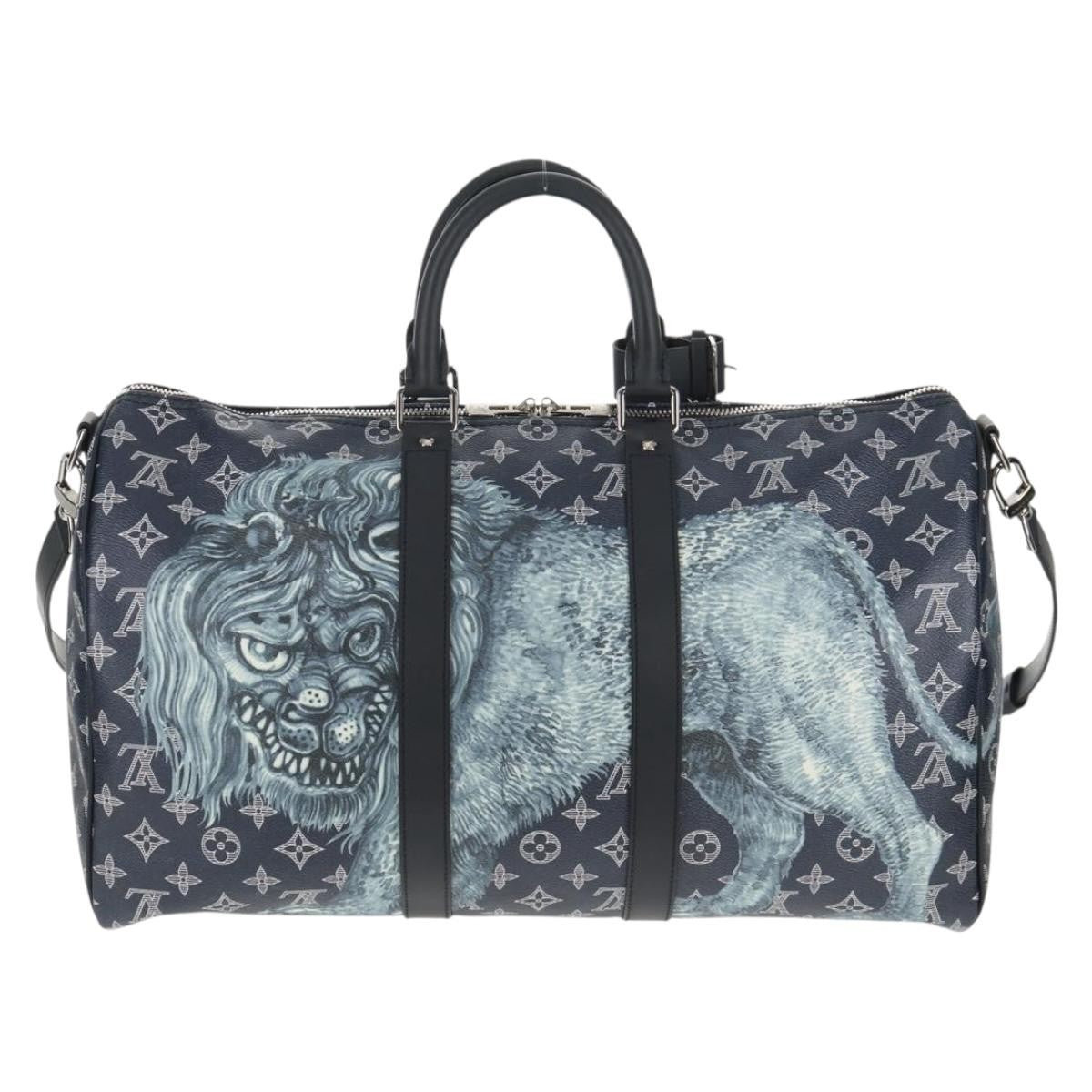 Louis Vuitton Keepall Bandouliere Bag Limited Edition Chapman Savane Monogram Canvas Navy Canvas Travel Bag