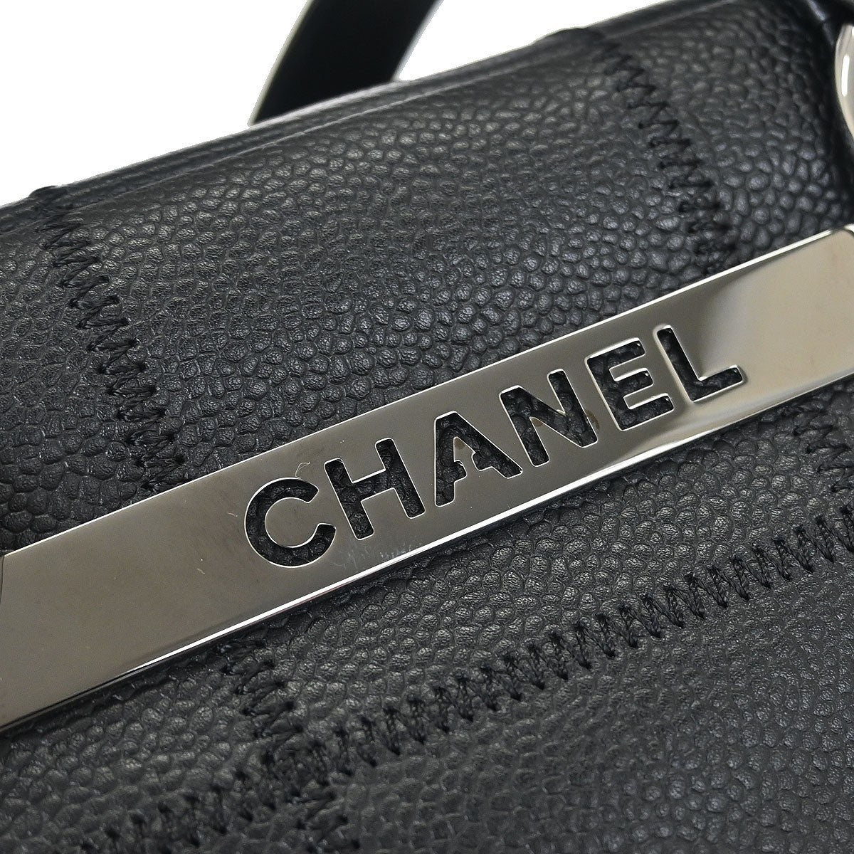Chanel Square Stitch Bowler Bag Quilted Caviar Black Leather Shoulder Bag Bag