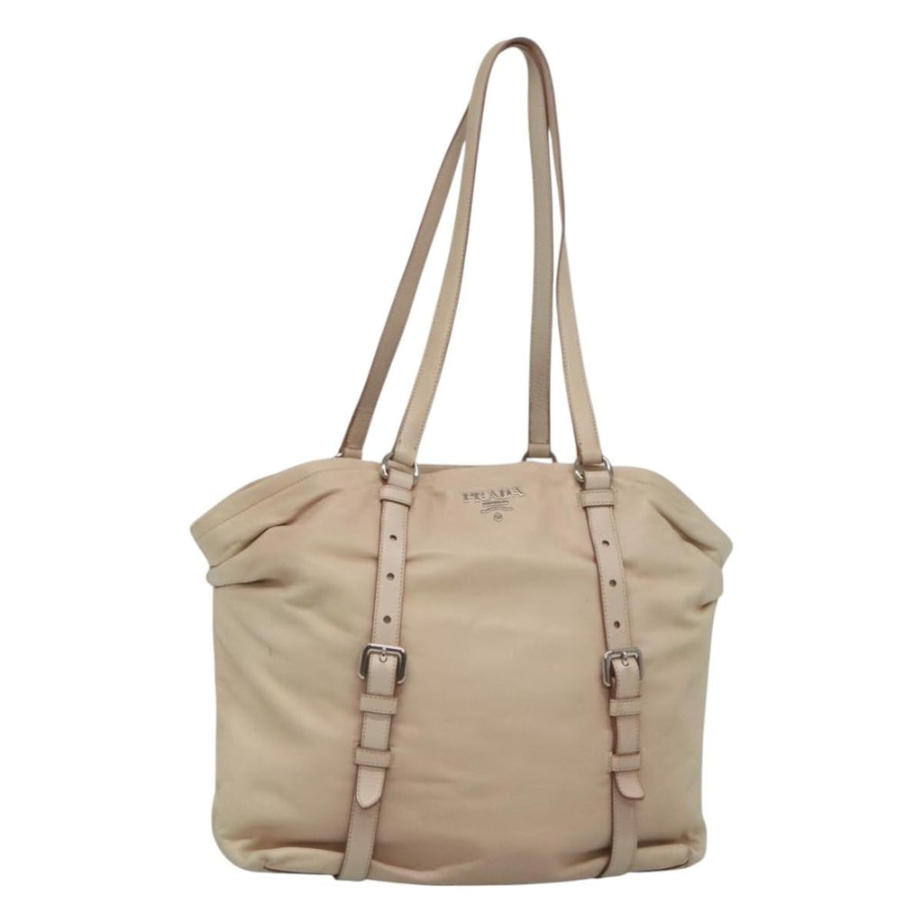 Prada Buckle Strap Shoulder Bag Leather Beige Leather Shoulder Bag Bag