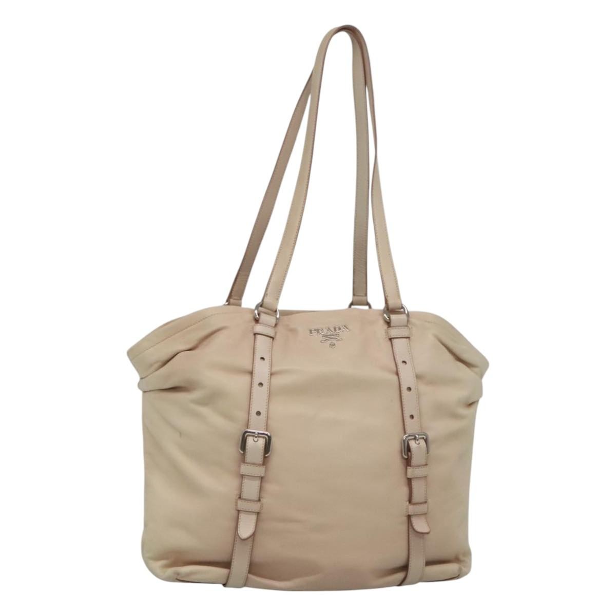 Prada Buckle Strap Shoulder Bag Leather Beige Leather Shoulder Bag Bag