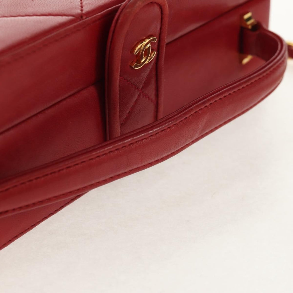 Chanel Matelasse Chain Shoulder Bag Leather Red Leather Shoulder Bag Bag