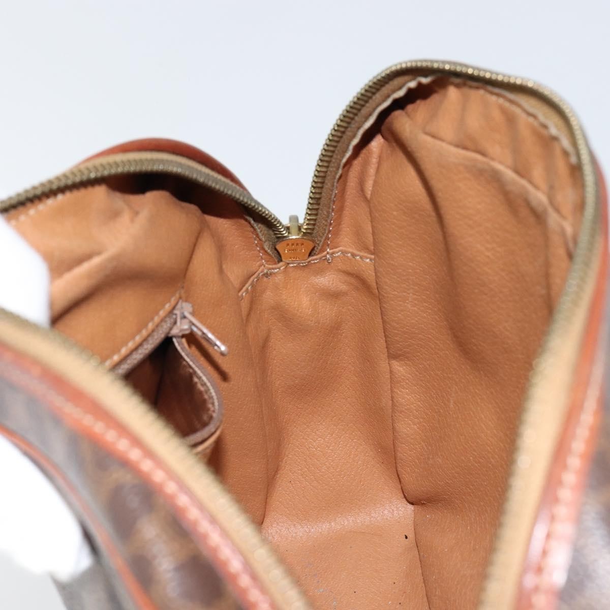 Celine Vintage Macadam Shoulder Bag Canvas And Leather Brown Canvas Shoulder Bag Bag