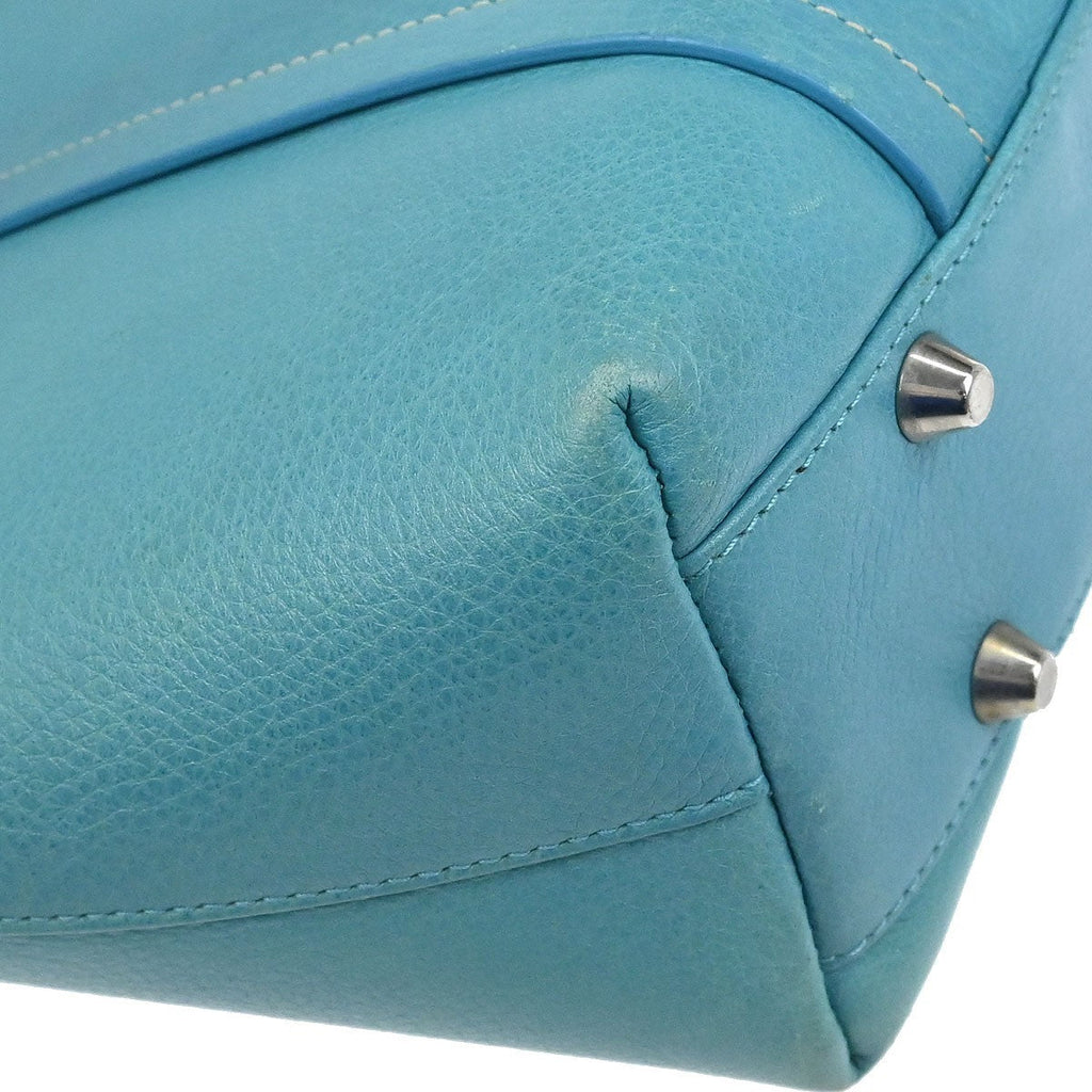 Christian Dior Vintage Tote Leather Turquoise Leather Tote Bag Bag (Pre-Owned)