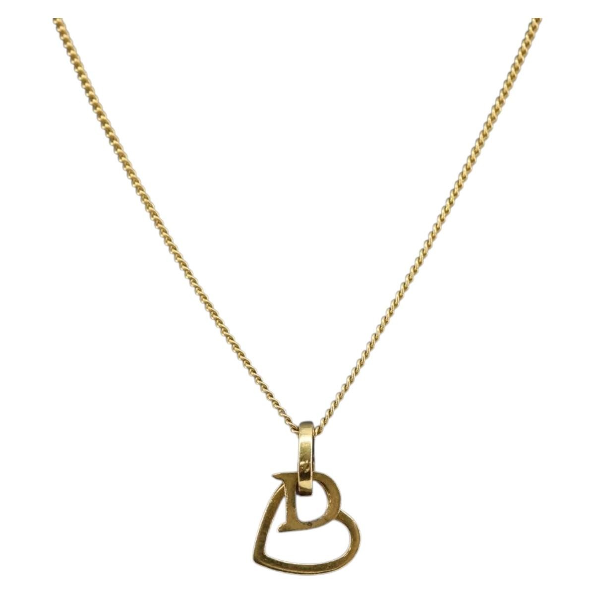 Christian Dior Cd Heart Necklace Metal Gold Metal Jewelry (Pre-Owned)