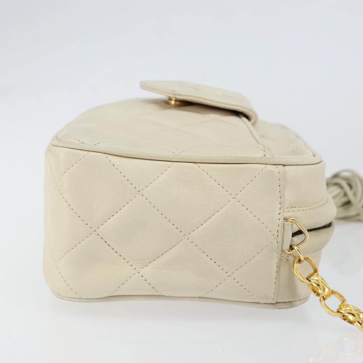 Chanel Vintage Front Pocket Camera Bag Quilted Lambskin Beige Leather Shoulder Bag Bag