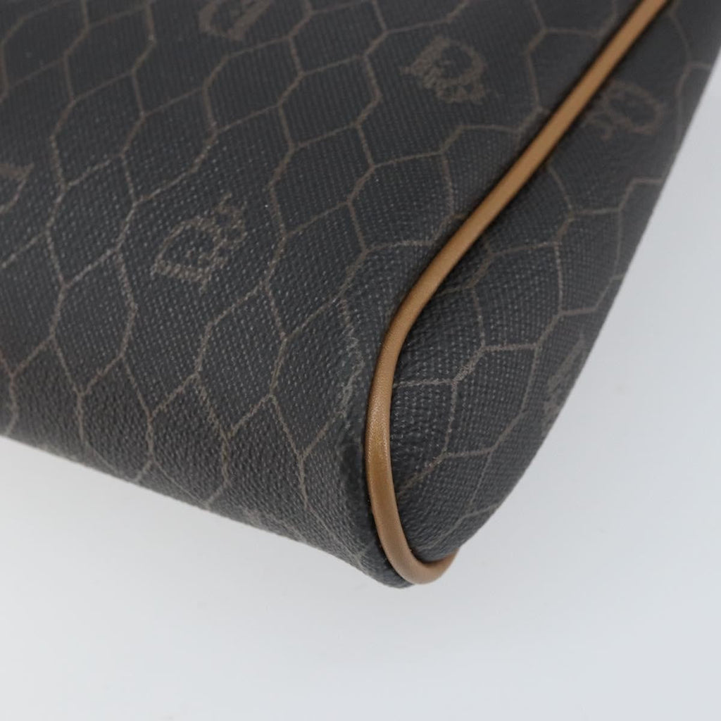 Christian Dior Vintage Honeycomb Zip Pouch Canvas And Leather Black Canvas Clutche & Pouche Bag (Pre-Owned)
