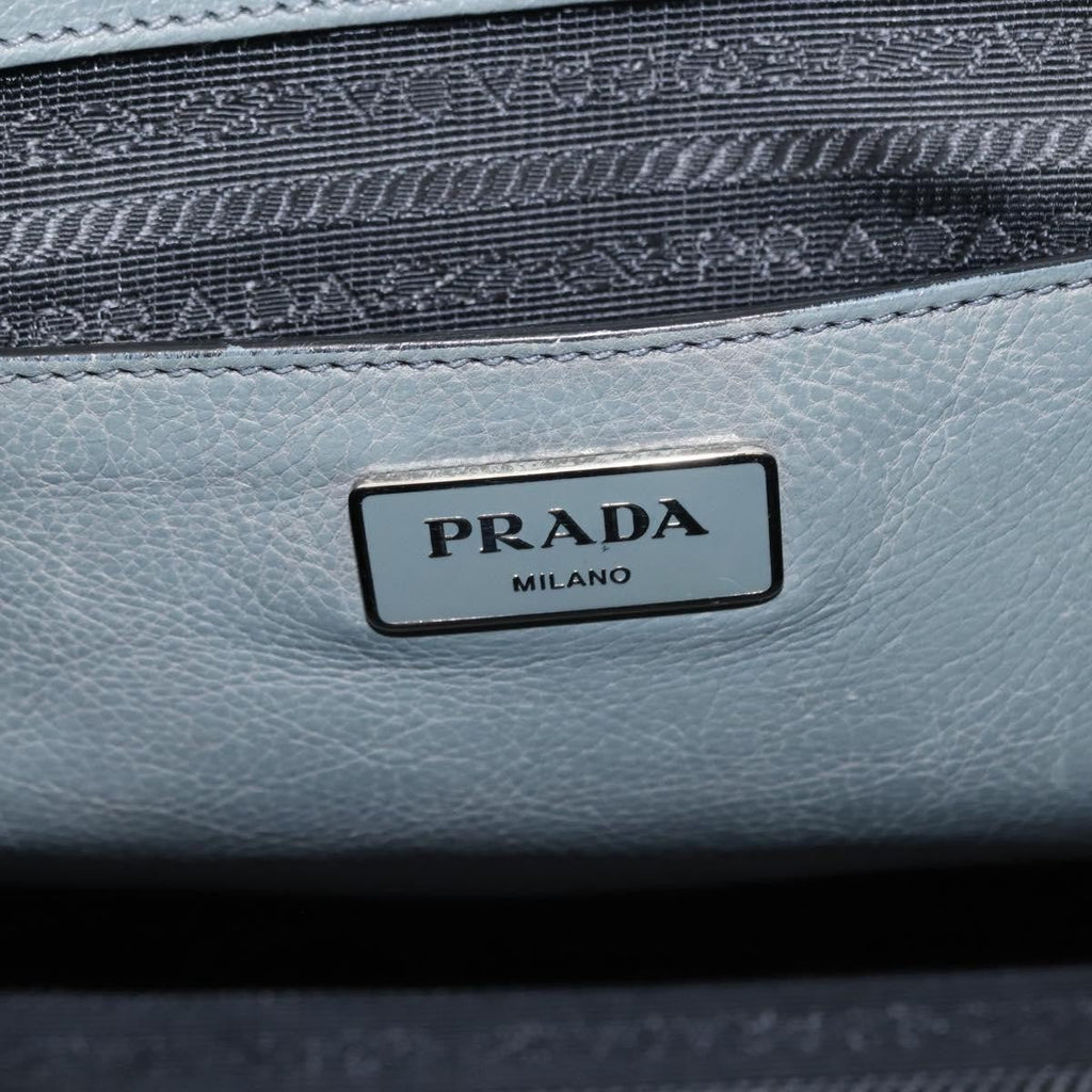 Prada Twin Pocket Lock Flap Tote Glace Calf Gray Leather Tote Bag Bag