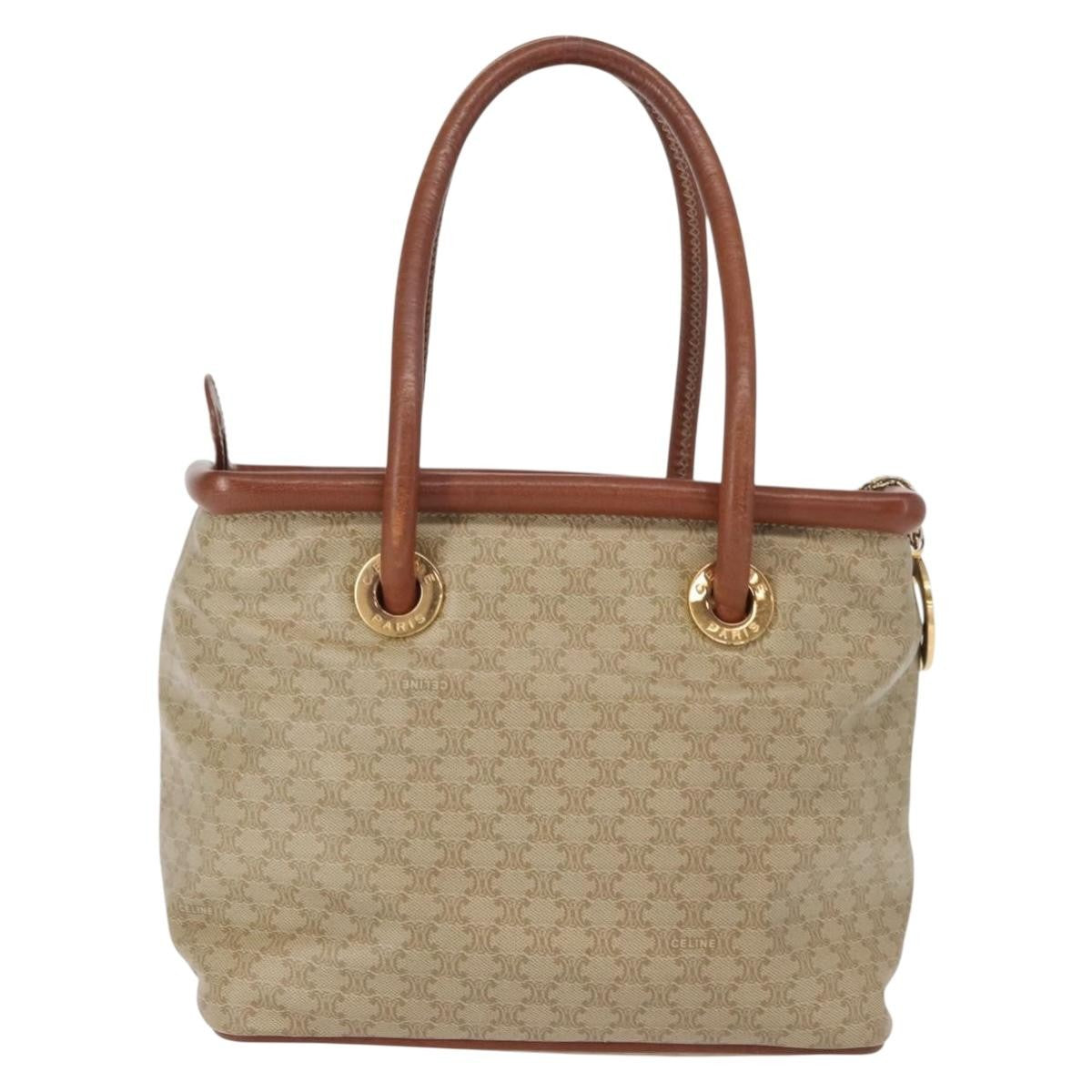 Celine Vintage Macadam Handbag Canvas And Leather Beige Canvas Handbag