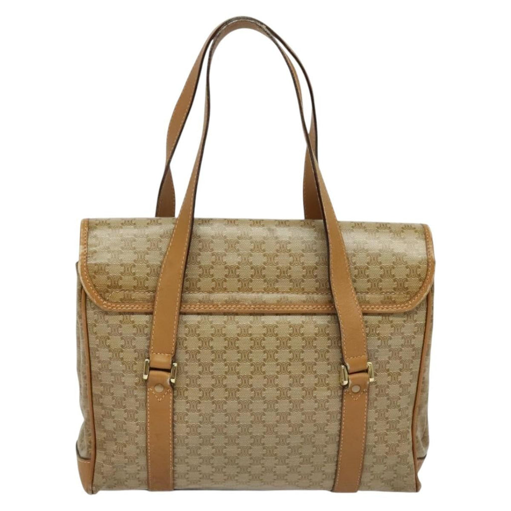 Celine Vintage Macadam Handbag Canvas Beige Canvas Bag