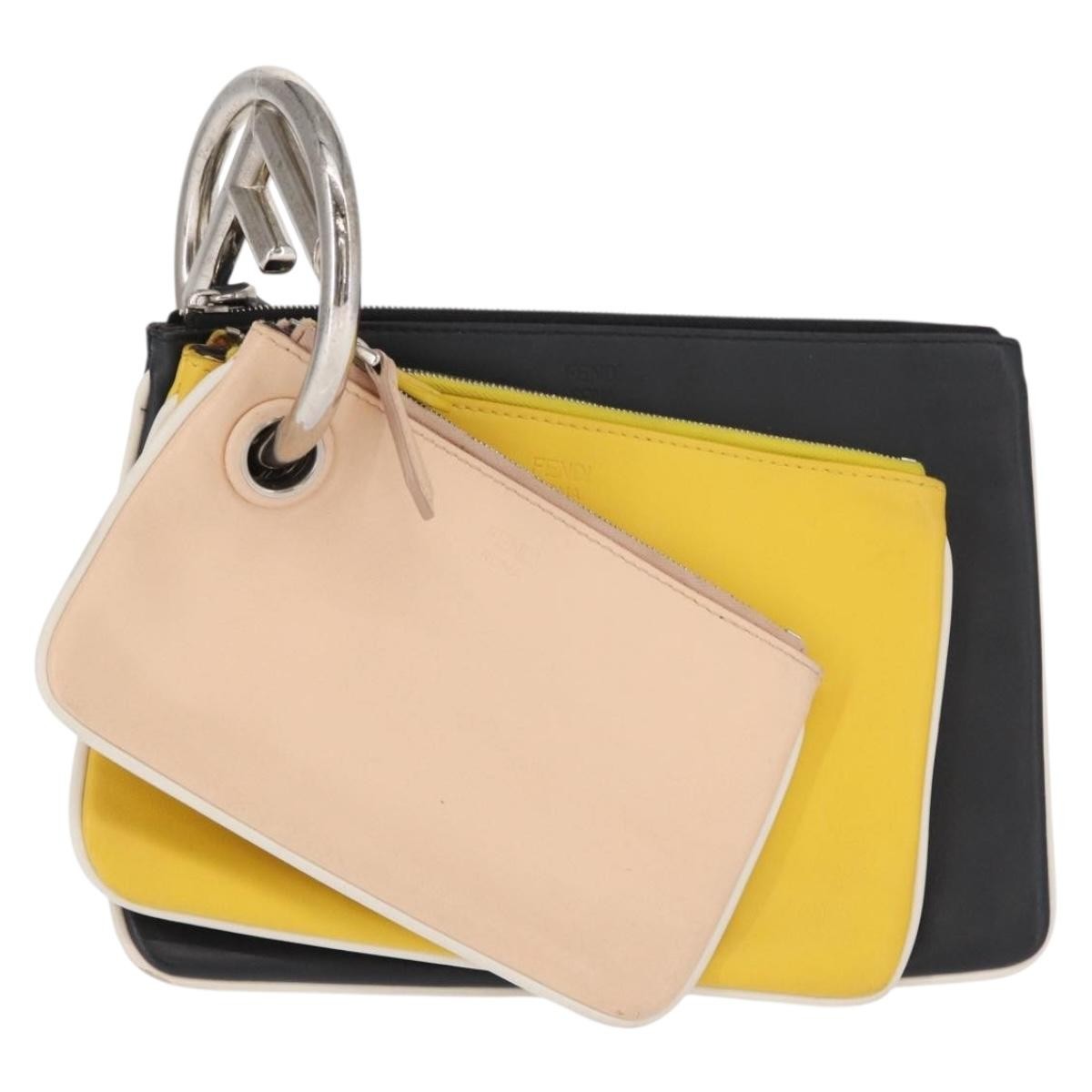 Fendi Triplette Pouch Set Calfskin Multicolour Leather Clutche & Pouche Bag
