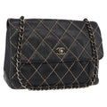 Chanel Chanel Matelassé Cuir Noir Black Leather Black Leather Handbag