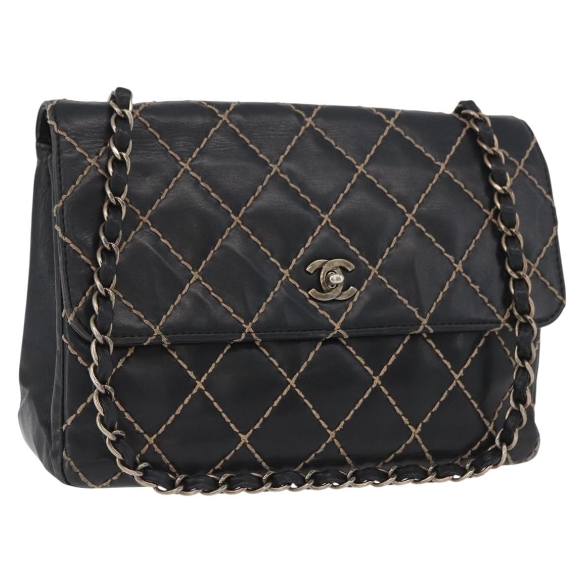 Chanel Chanel Matelassé Cuir Noir Black Leather Black Leather Handbag