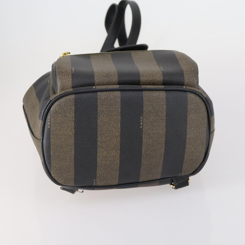 Fendi Pequin Front Pocket Backpack Coated Canvas Brown Pvc Backpack Bag