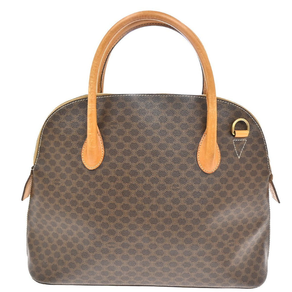 Celine Macadam Handbag Macadam With Leather Brown Pvc Handbag