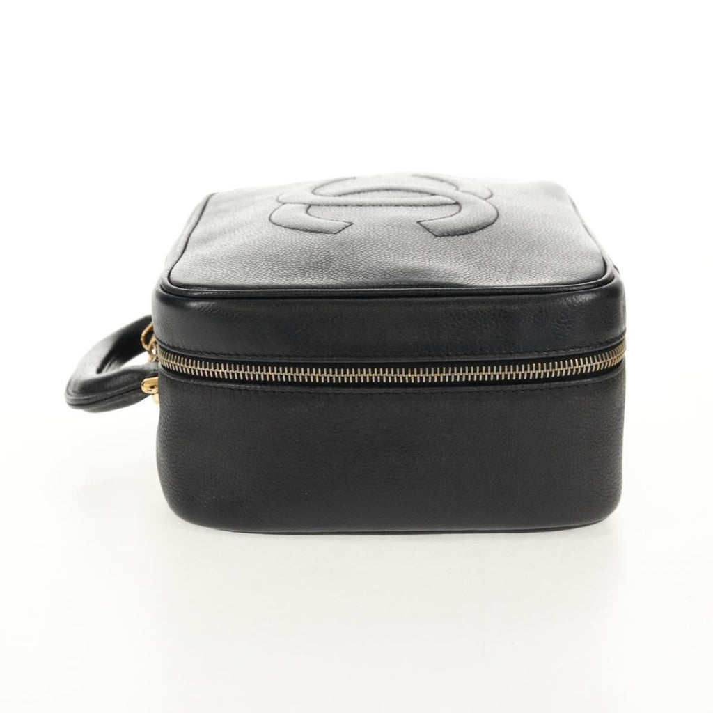 Chanel Vintage Timeless Zip Around Vanity Case Caviar Black Leather Clutche & Pouche Bag