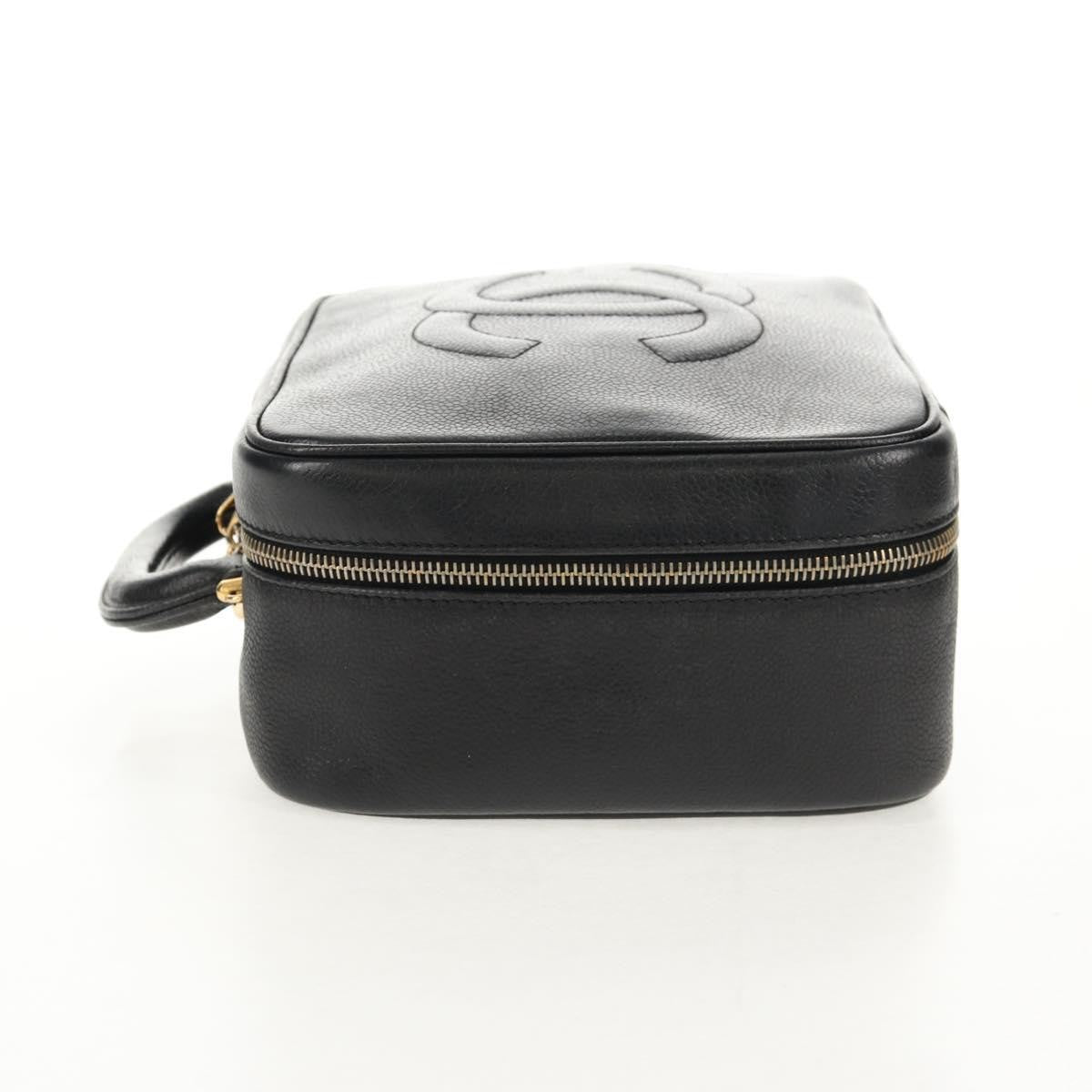 Chanel Vintage Timeless Zip Around Vanity Case Caviar Black Leather Clutche & Pouche Bag