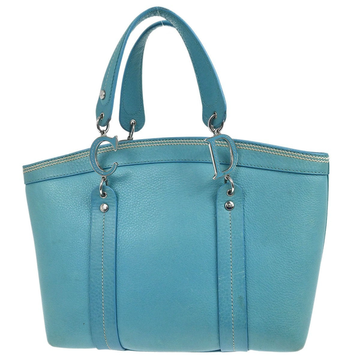 Christian Dior Vintage Tote Leather Turquoise Leather Tote Bag Bag (Pre-Owned)