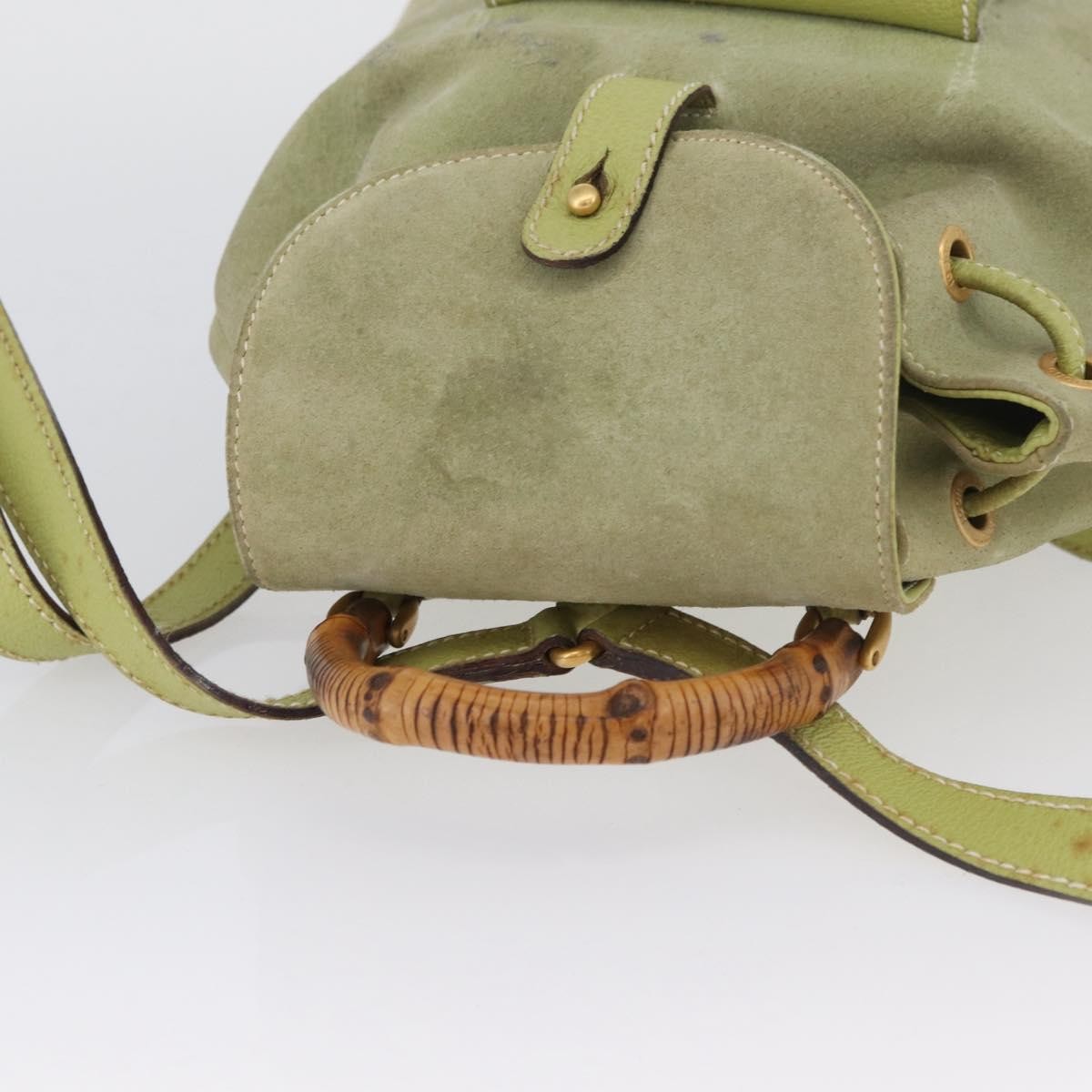 Gucci Gucci Bamboo Backpack Daim Green Suede Backpack Bag (Pre-Owned)