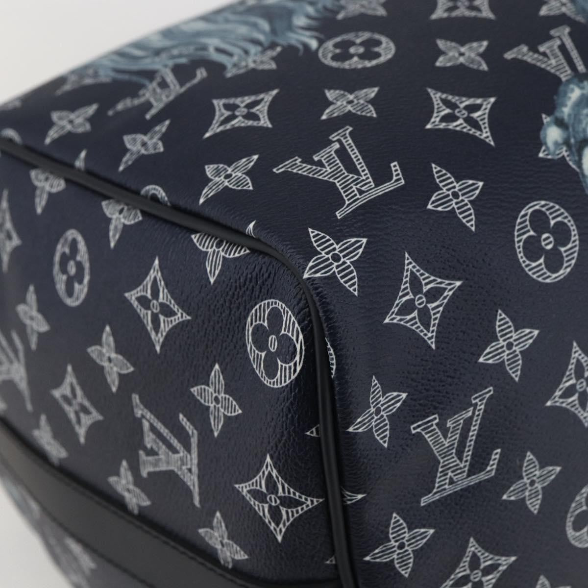 Louis Vuitton Keepall Bandouliere Bag Limited Edition Chapman Savane Monogram Canvas Navy Canvas Travel Bag