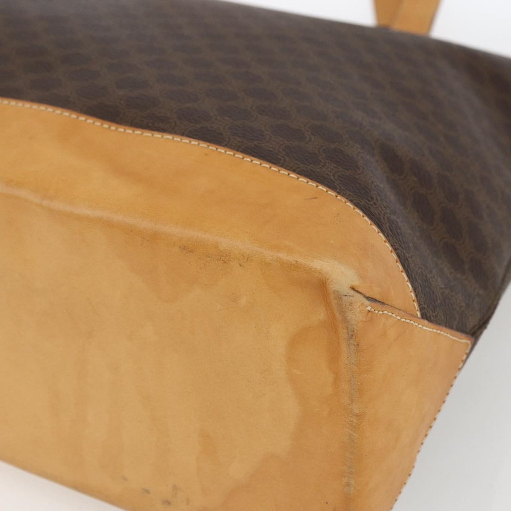 Celine Vintage Macadam Tote Bag Canvas And Leather Brown Canvas Tote Bag Bag