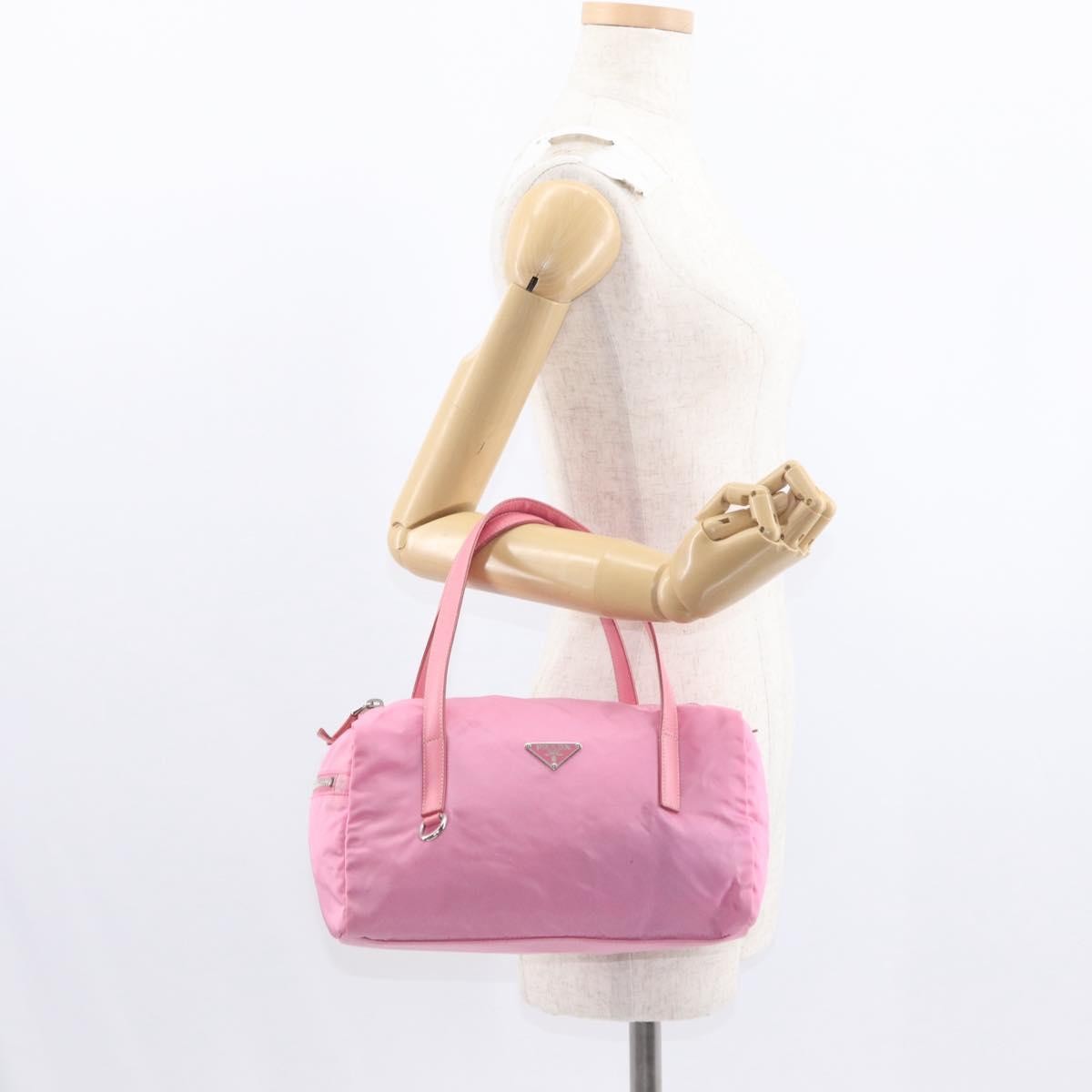 Prada Side Pocket Convertible Duffle Bag Tessuto Pink Nylon Handbag