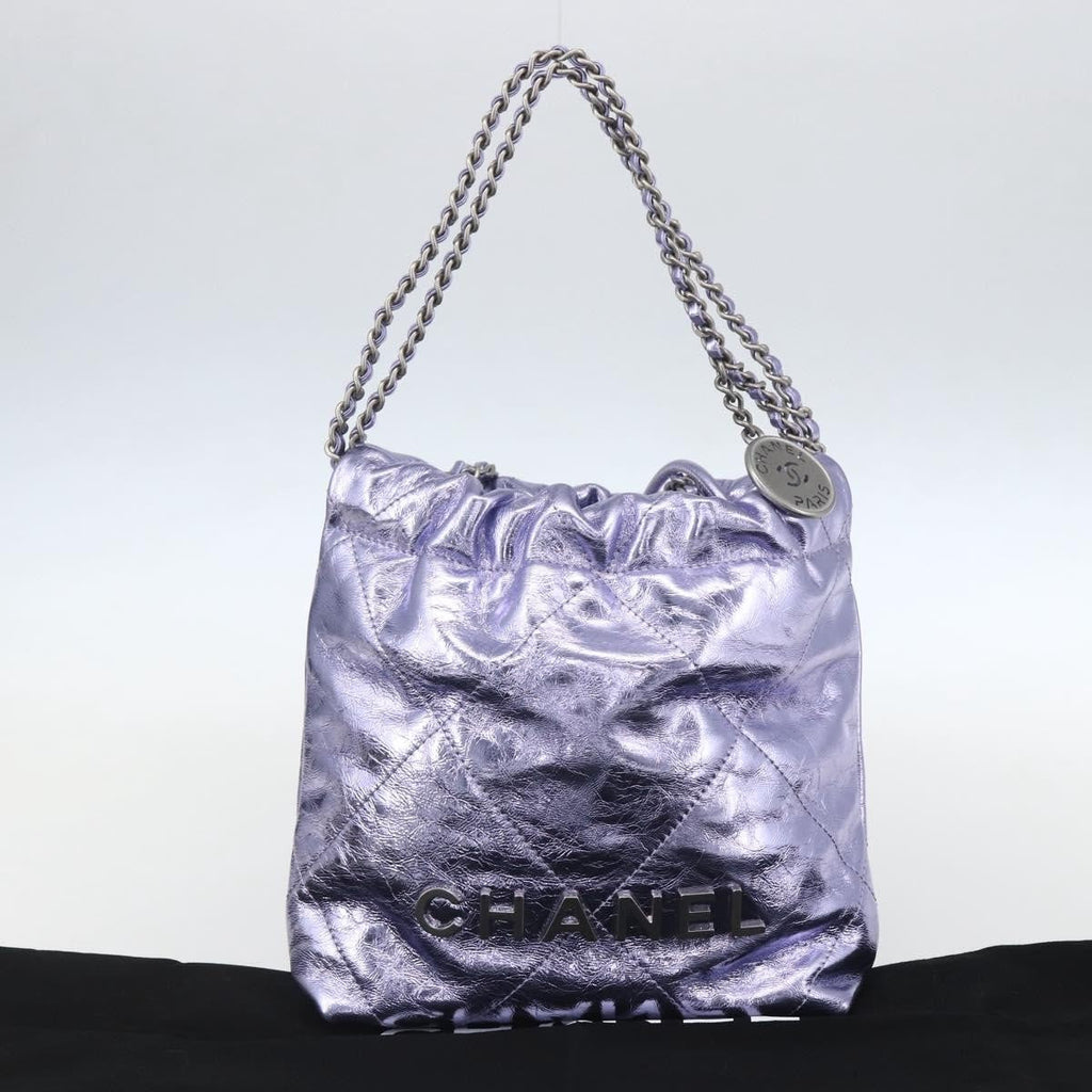 Chanel 22 Chain Hobo Quilted Calfskin Purple Leather Shoulder Bag Bag