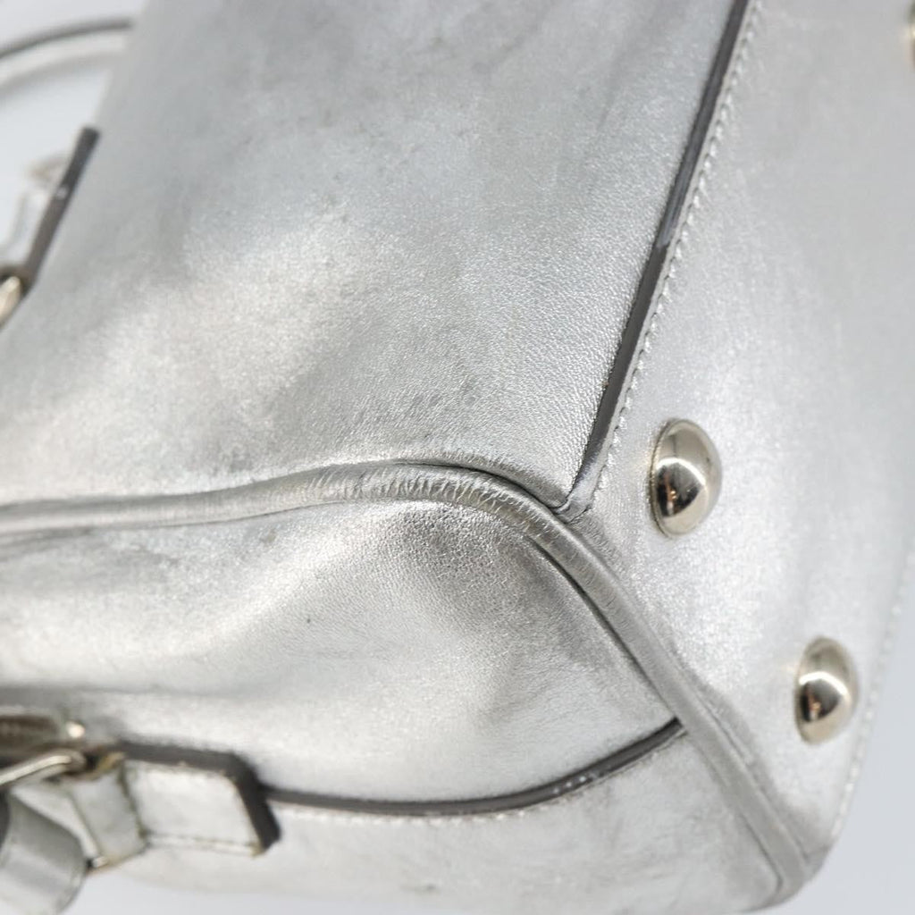 Saint Laurent Classic Duffle Bag Leather Silver Leather Handbag (Pre-Owned)