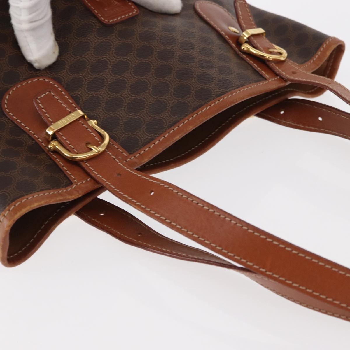 Celine Vintage Macadam Shoulder Bag Canvas And Leather Brown Pvc Shoulder Bag Bag