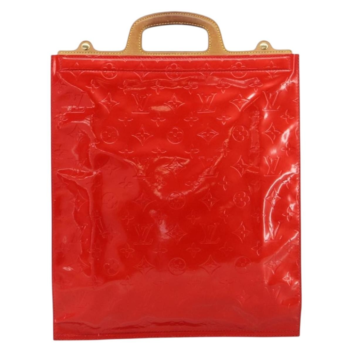 Louis Vuitton Stanton Handbag Monogram Vernis Red Patent_Leather Tote Bag