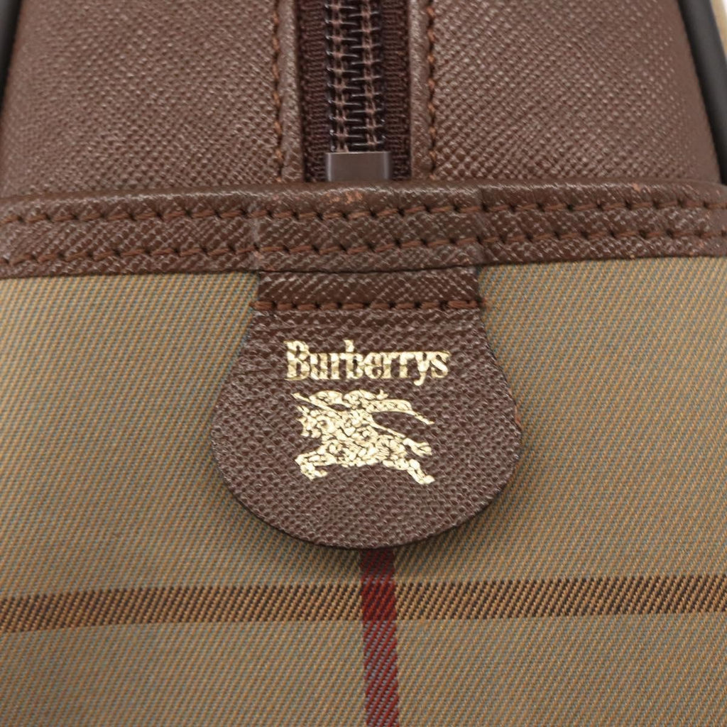 Burberry Nova Check Boston Bag Canvas Beige Canvas Handbag