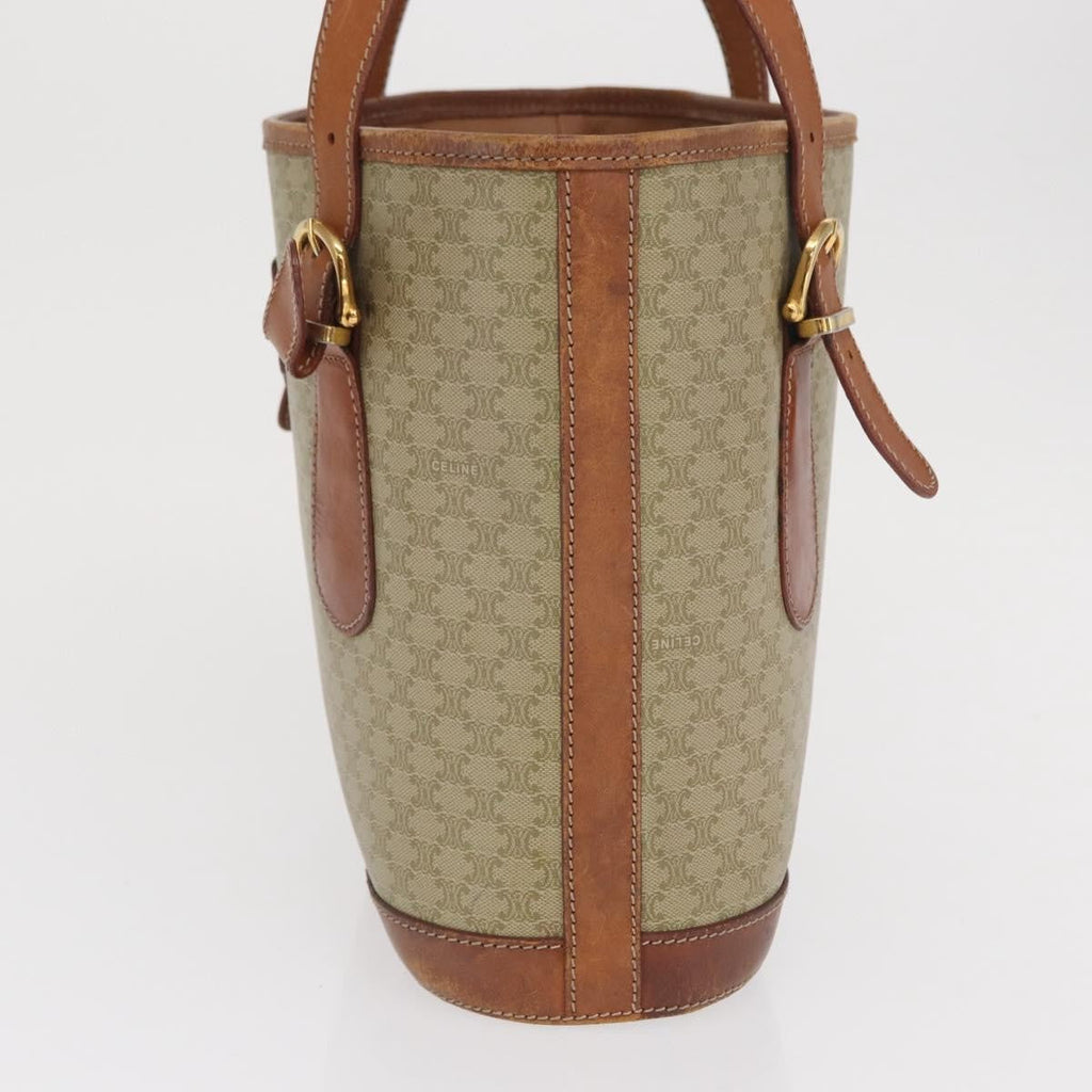 Celine Vintage Macadam Tote Bag Canvas And Leather Beige Canvas Tote Bag Bag