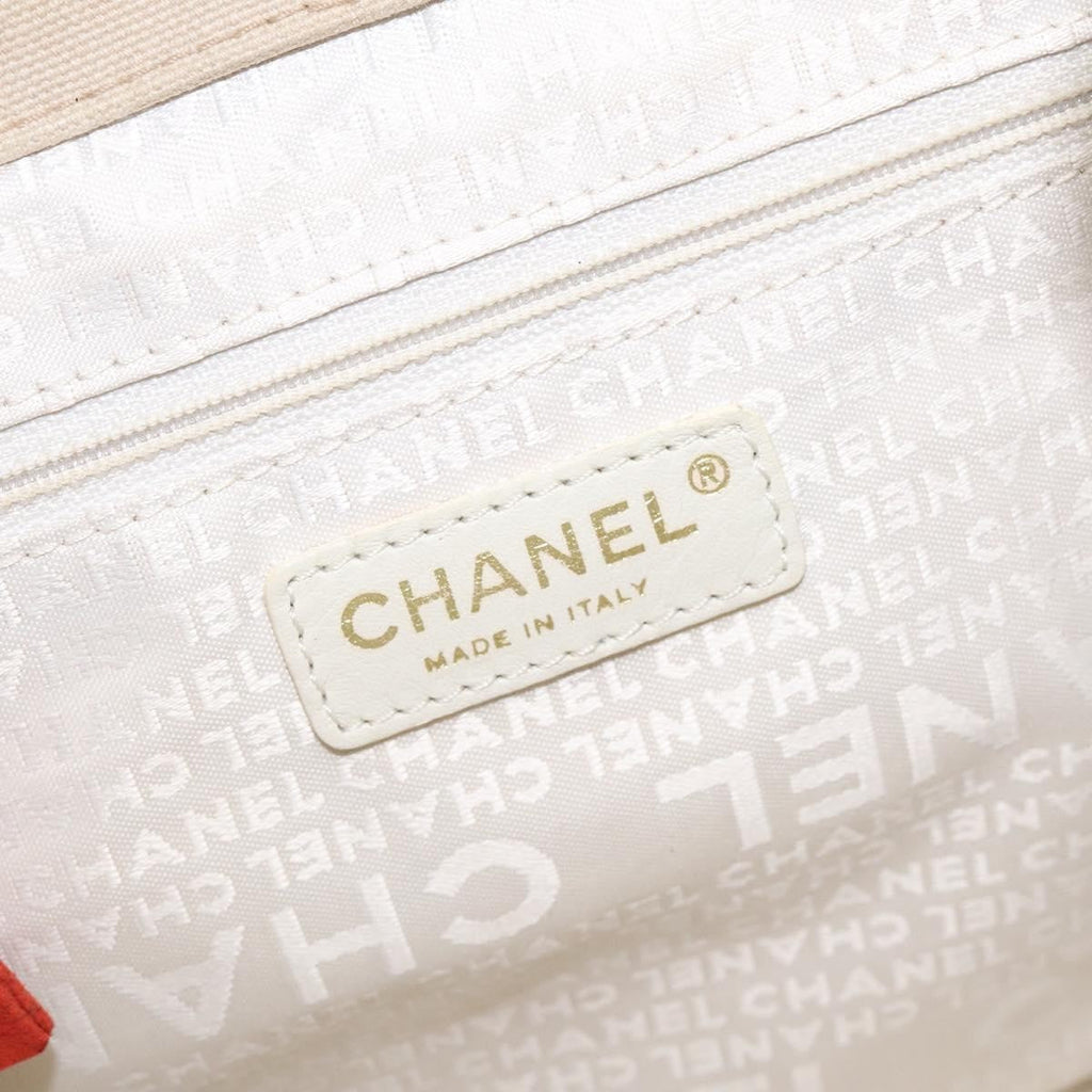 Chanel Chocolate Bar Coco Mark Handbag Canvas Beige Canvas Handbag