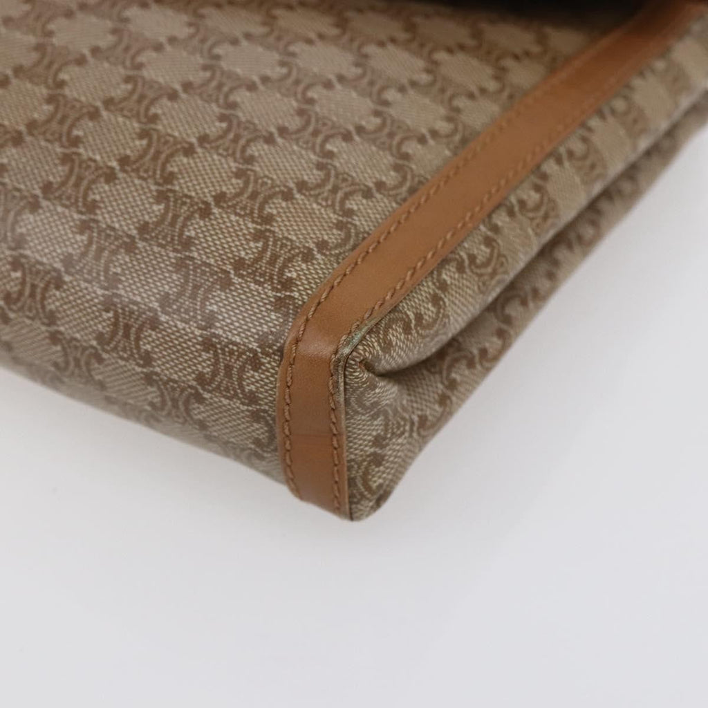 Celine Vintage Macadam Shoulder Bag Canvas And Leather Beige Canvas Shoulder Bag Bag