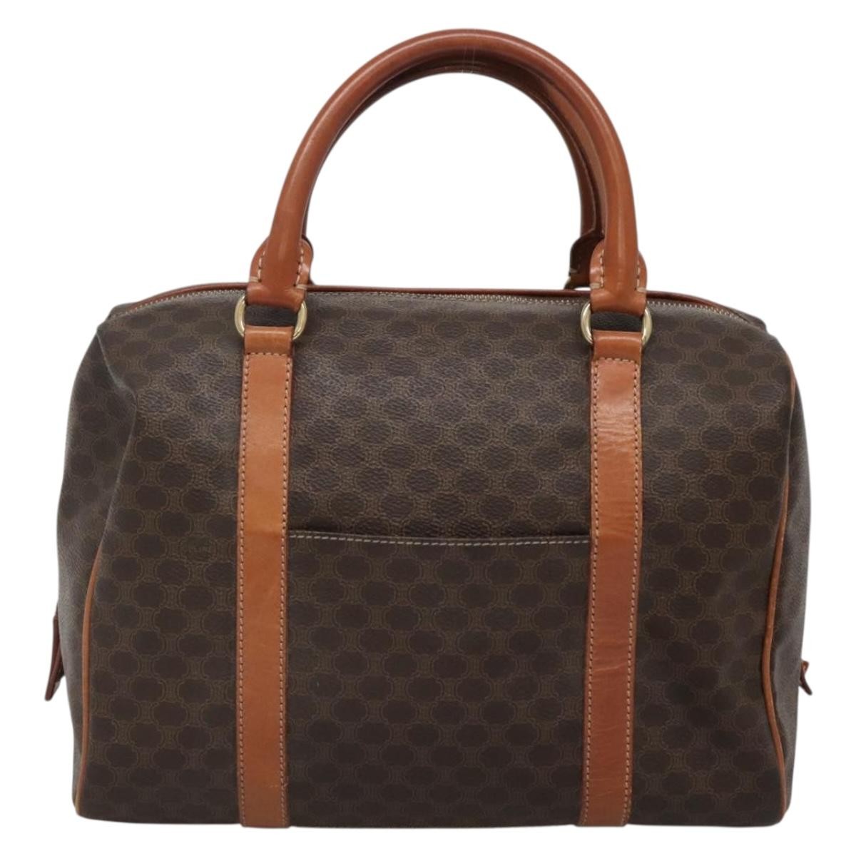 Celine Macadam Handbag Macadam With Leather Brown Canvas Bag