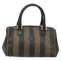 Fendi Vintage Pequin Boston Bag Coated Canvas Black Canvas Bag