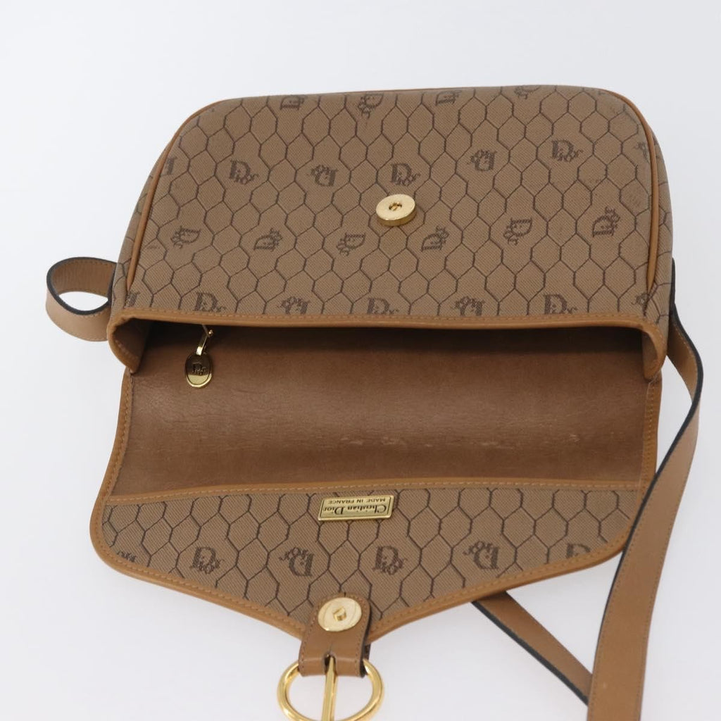 Christian Dior Vintage Honeycomb Shoulder Bag Canvas And Leather Beige Canvas Shoulder Bag Bag (Pre-Owned)