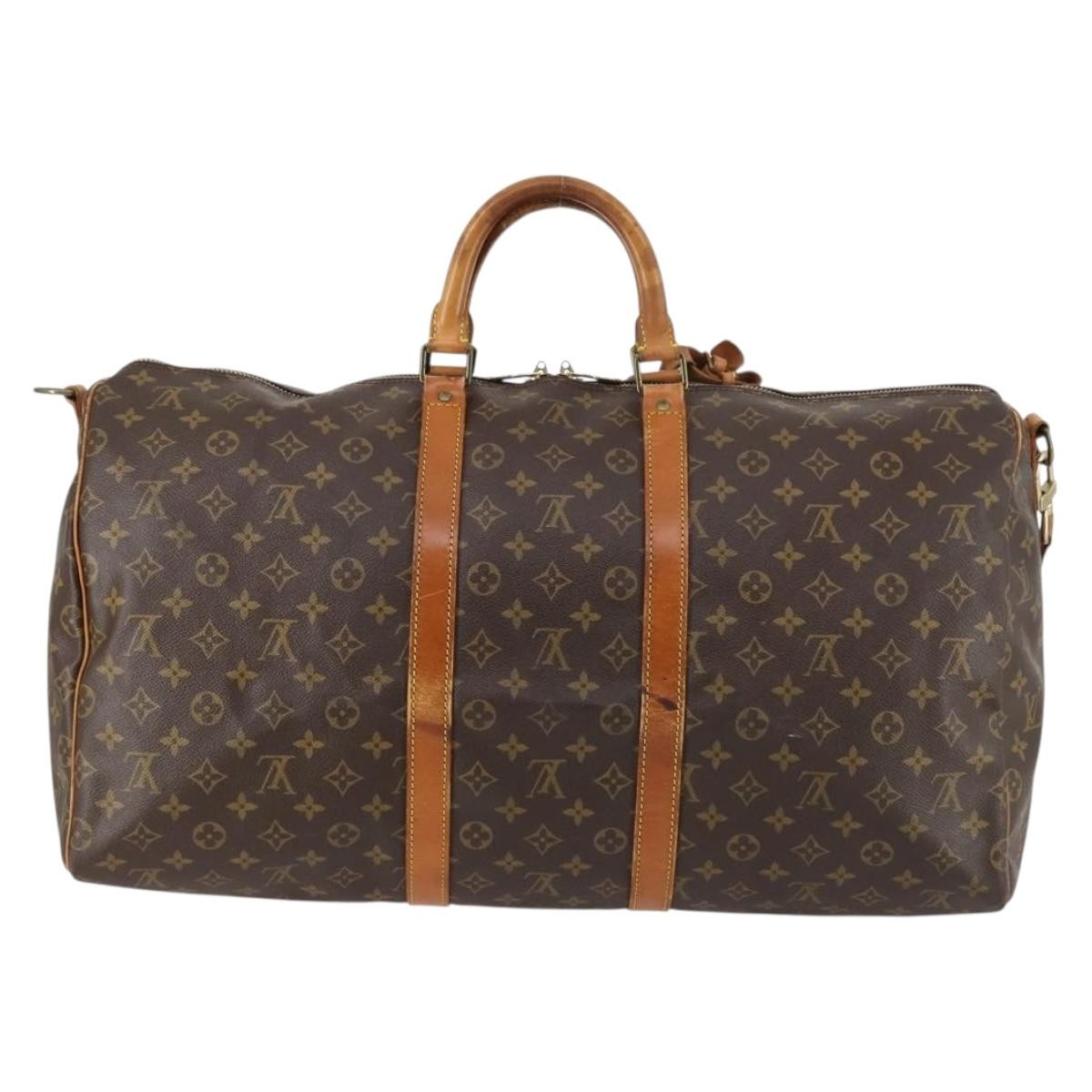 Louis Vuitton Keepall Bandouliere Bag Monogram Canvas Brown Canvas Travel Bag