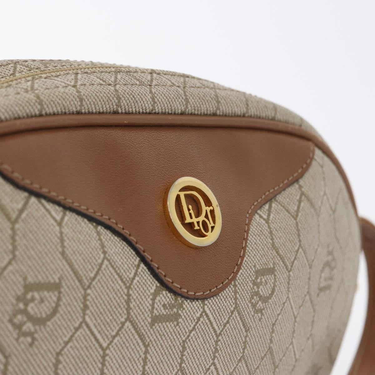 Christian Dior Vintage Honeycomb Shoulder Bag Canvas And Leather Beige Canvas Shoulder Bag Bag (Pre-Owned)