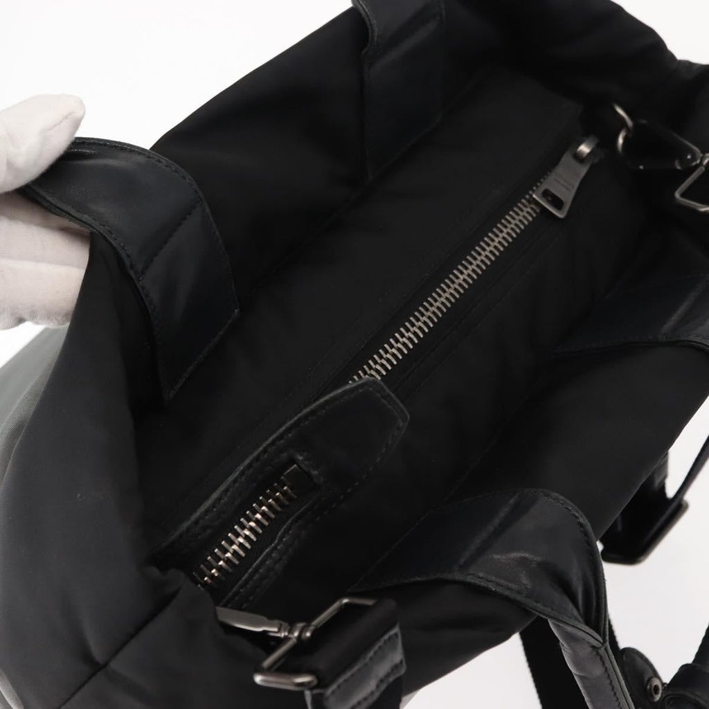 Prada Convertible Double Tote Tessuto Black Nylon Handbag