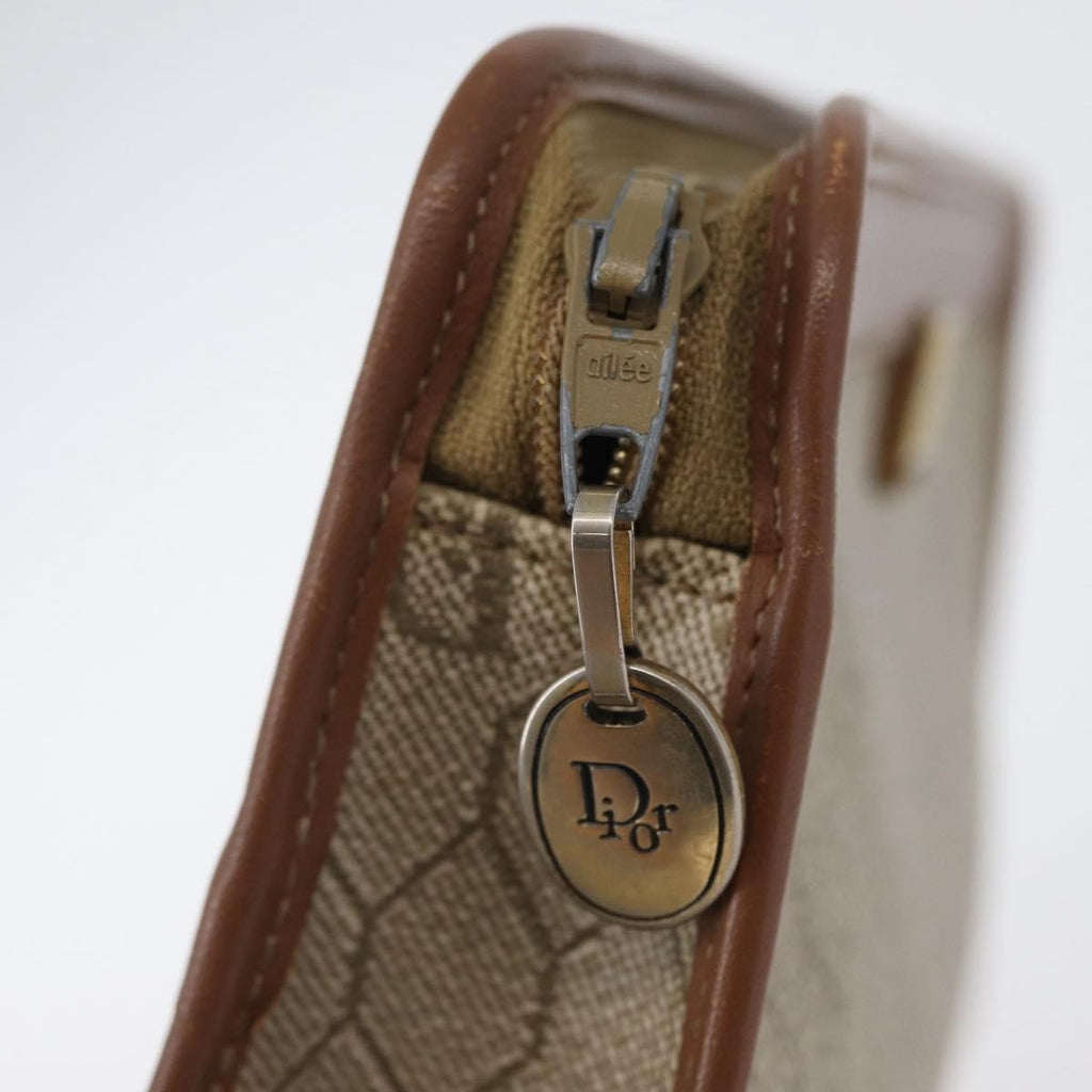 Christian Dior Vintage Honeycomb Zip Pouch Canvas And Leather Beige Canvas Clutche & Pouche Bag (Pre-Owned)