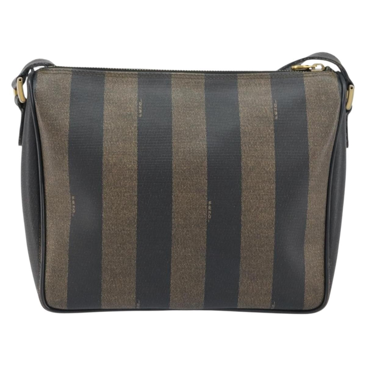 Fendi Vintage Pequin Shoulder Bag Pequin Brown Canvas Shoulder Bag Bag